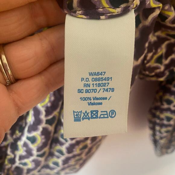 Boden Women's size 6 Purple Green Patterned Lightweight Long Sleeve Blouse Top - Picture 9 of 9